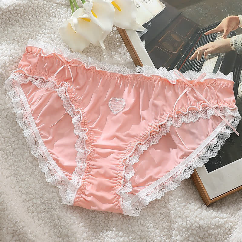 Culotte taille mi-haute à nœud en dentelle en forme de cœur (lot de 2) - Rose - 4XL - image 6