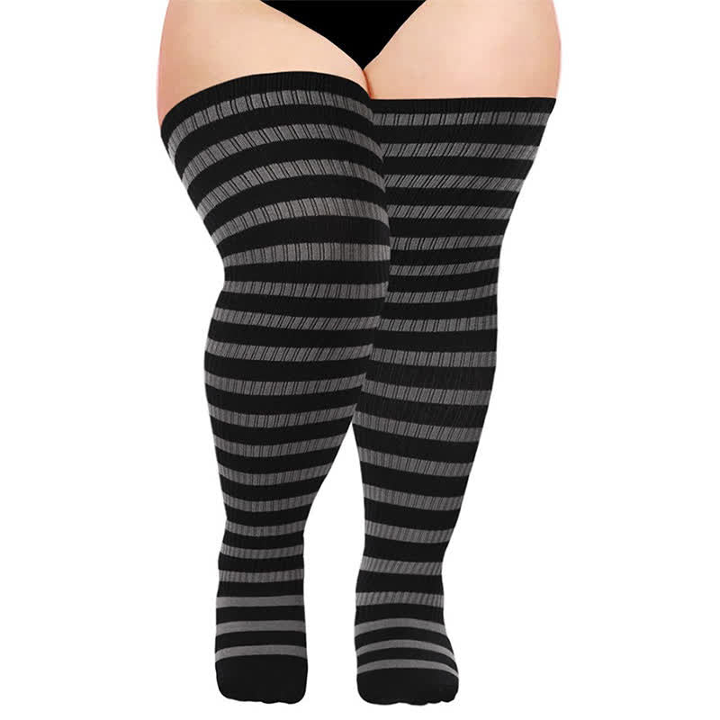 Chaussettes de compression rayées montantes pour un usage quotidien - Gris - One Size - Avec boucle élastique - image 7