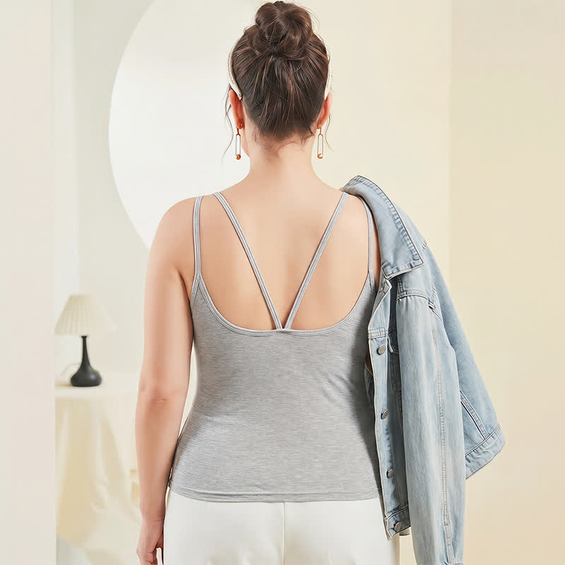 Débardeur grande taille en modal à dos croisé - Gris - 4XL - image 7