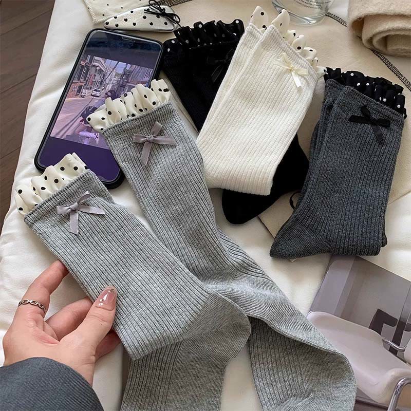 Chaussettes côtelées à volants (4 paires) - image 5