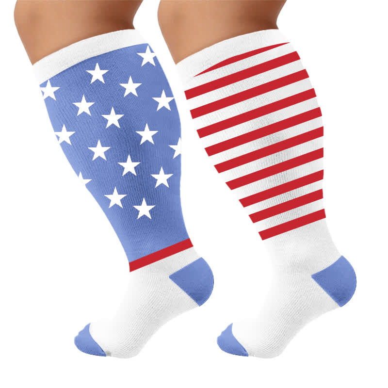Chaussettes de compression Starry Mix grandes tailles - Bleu (1 paire) - 4XL - image 10