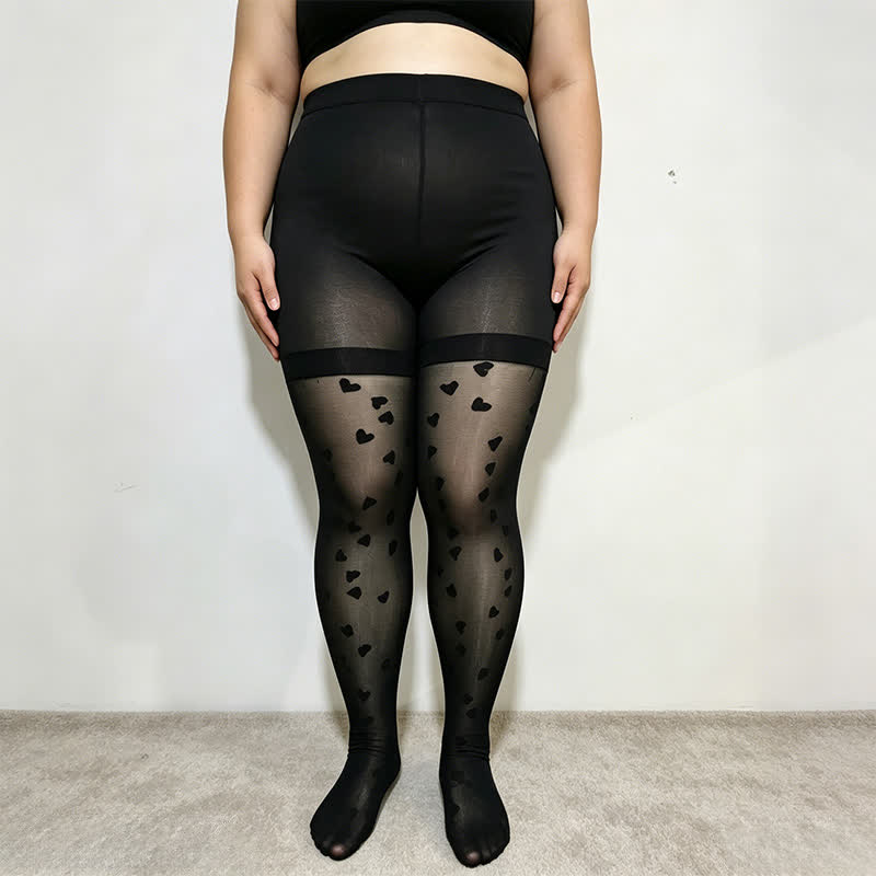 Collants gainants en maille cœur - Noir - L - image 1