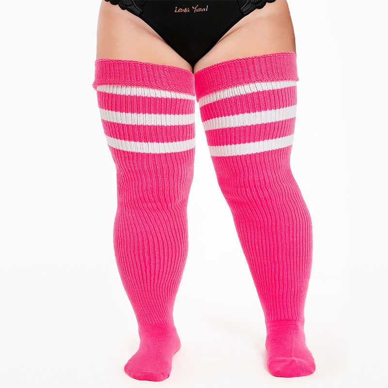 Chaussettes hautes côtelées confortables - Rose - One Size - image 12