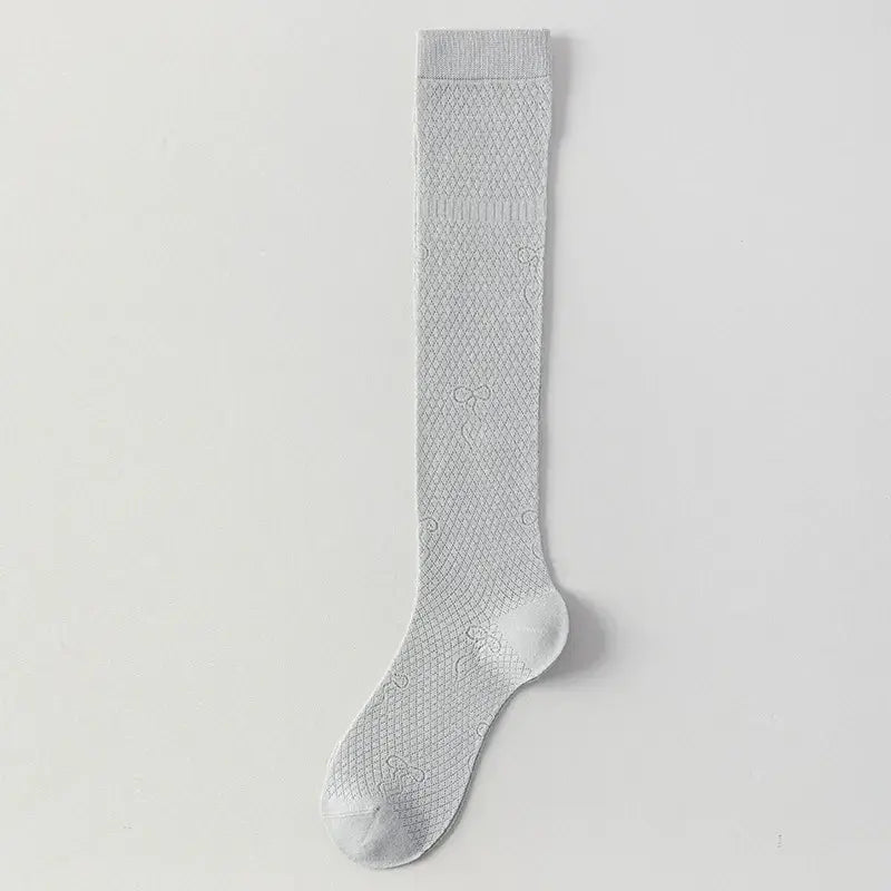 Chaussettes hautes côtelées en maille transparente (4 paires) - Gris foncé - One Size - image 11