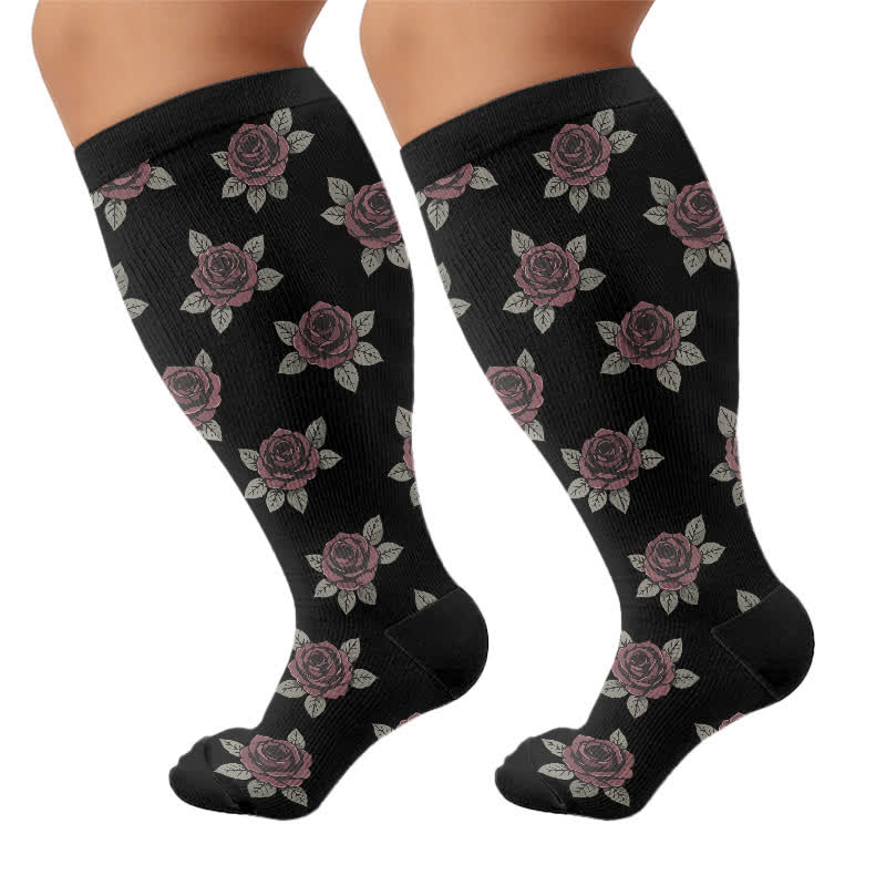 Chaussettes de compression en maille céleste grande taille - Fleur (1 paire) - 4XL - image 10
