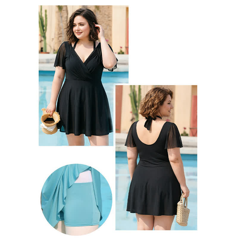 Robe de bain dos nu à manches transparentes - image 3