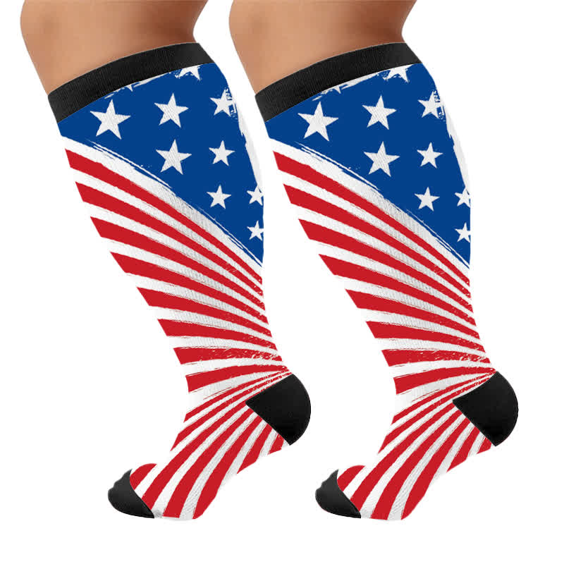 Chaussettes de compression à rayures étoiles grandes tailles - image 10