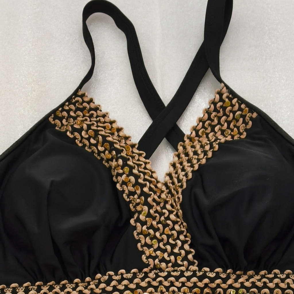 Maillot de bain une pièce noir à col en V - image 4