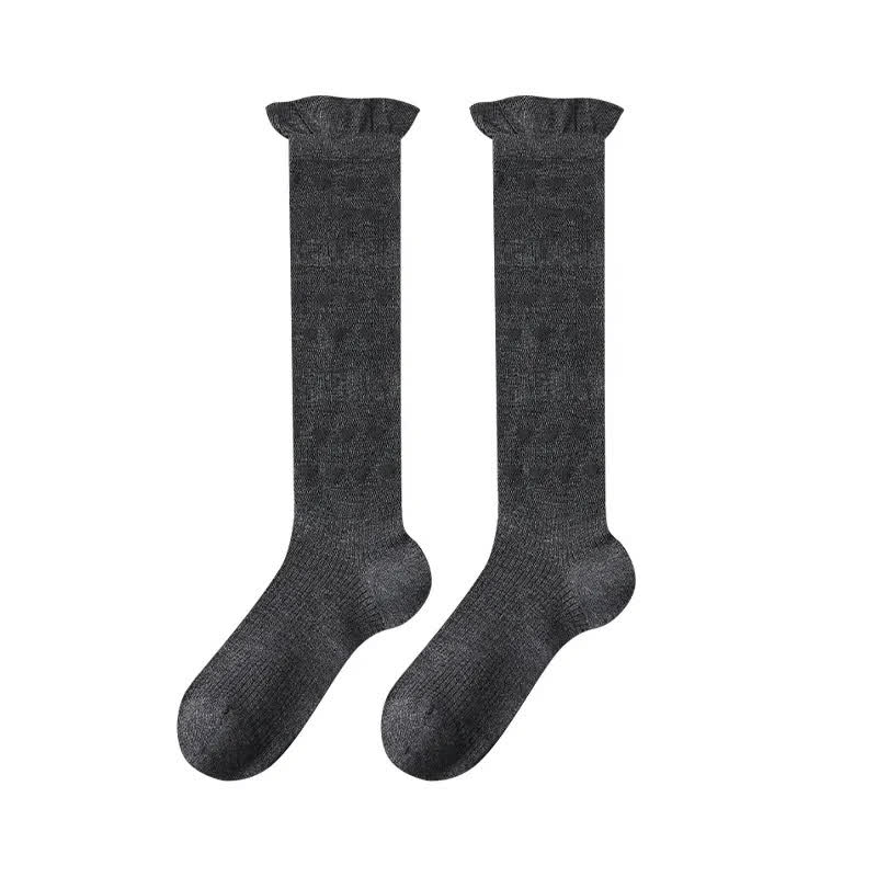 Chaussettes hautes transparentes à rayures en forme de cœur (4 paires) - Gris foncé - UE35-39 (US2-6) - image 6