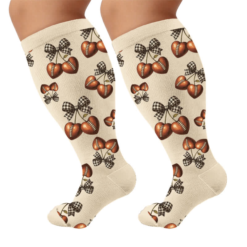 Chaussettes de compression côtelées à nœud papillon grande taille - image 10