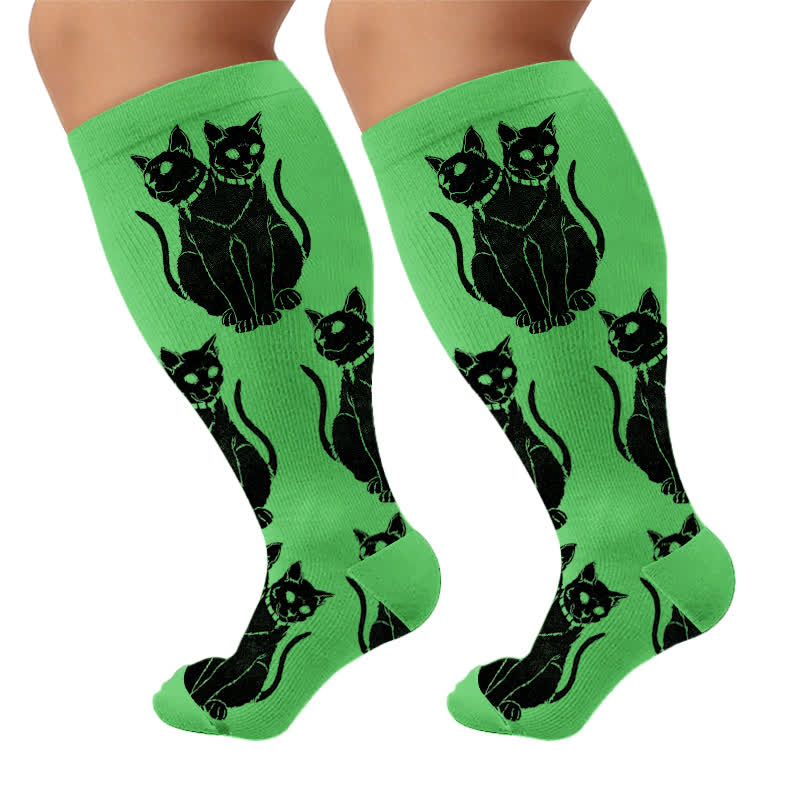 Chaussettes de compression grandes tailles à motif chat gothique - image 10