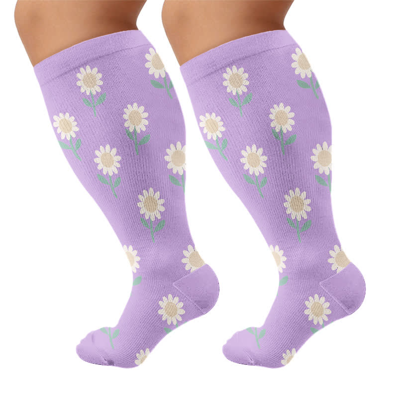 Chaussettes de compression imprimées grandes tailles - Violet (1 paire) - 4XL - image 10