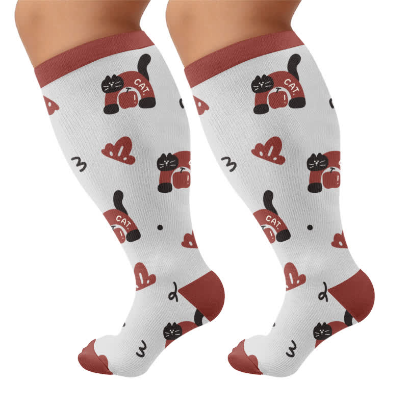 Chaussettes de compression Kitty Bloom grandes tailles - Gris - 4XL - image 10