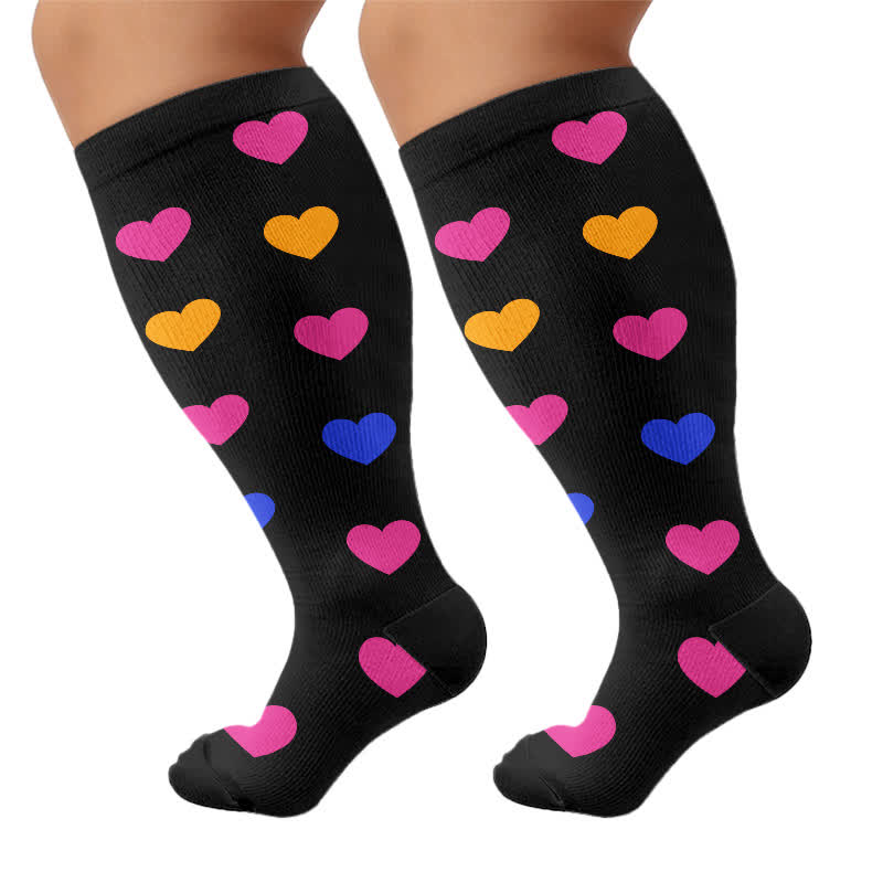 Chaussettes de compression à pois en forme de cœur, grandes tailles (3 paires) - Cœur - 4XL - image 9