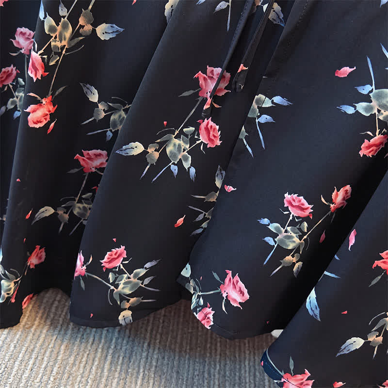 Robe midi noire à fleurs grande taille - image 4
