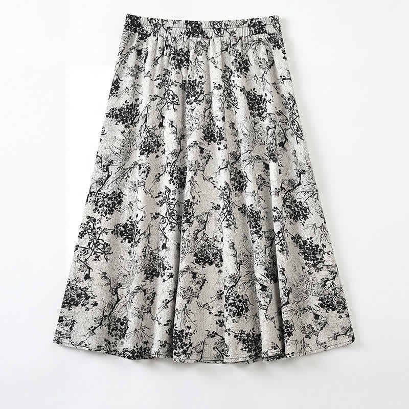 Ensemble haut et jupe grande taille à motif floral et nœud. - Jupe midi - 6XL - image 4