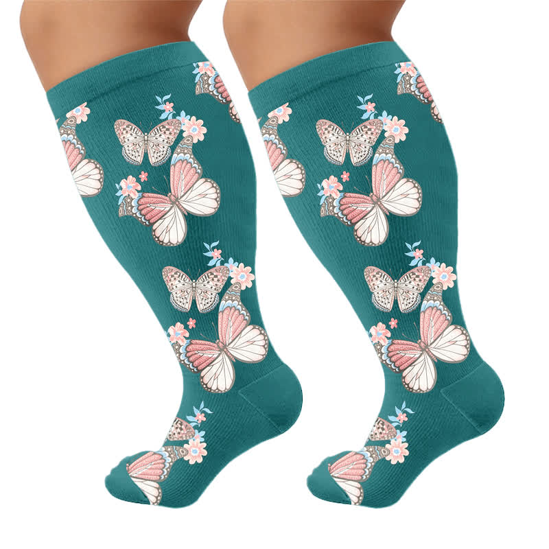 Chaussettes de compression fleuries grandes tailles - image 10