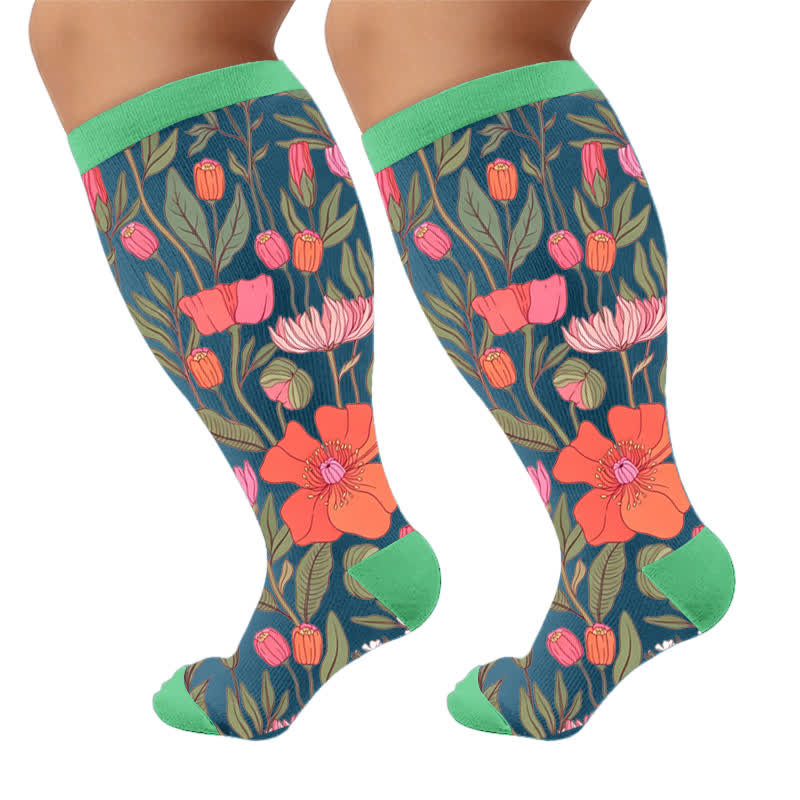 Chaussettes de compression Fuchsia Garden grandes tailles - image 10