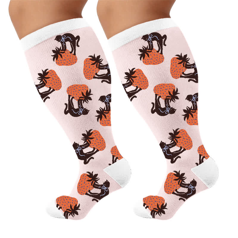 Chaussettes de compression grandes tailles à rayures en forme de cœur et de chat - image 10