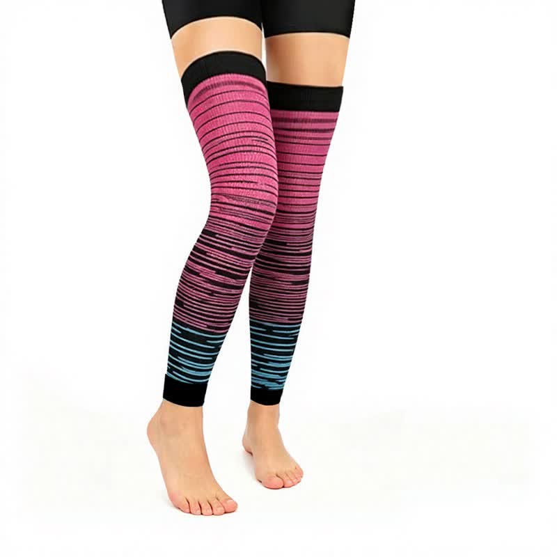 Manchons de compression montants à rayures dégradées (3 paires) - Fuchsia - L/XL - image 3