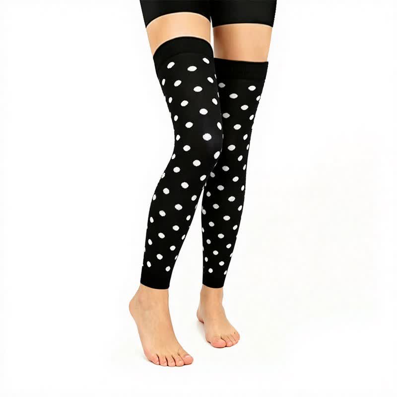 Manchons de compression noirs classiques montants vers les cuisses (3 paires) - Pois - L/XL - image 3