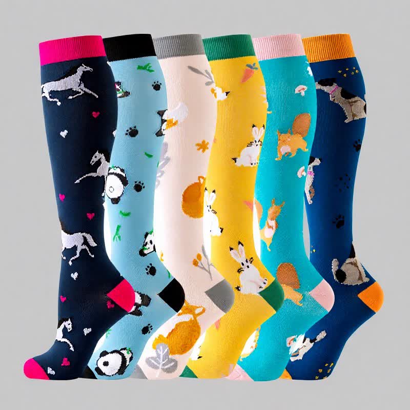 Chaussettes de compression Cheval Panda Lapin (6 paires) - image 1