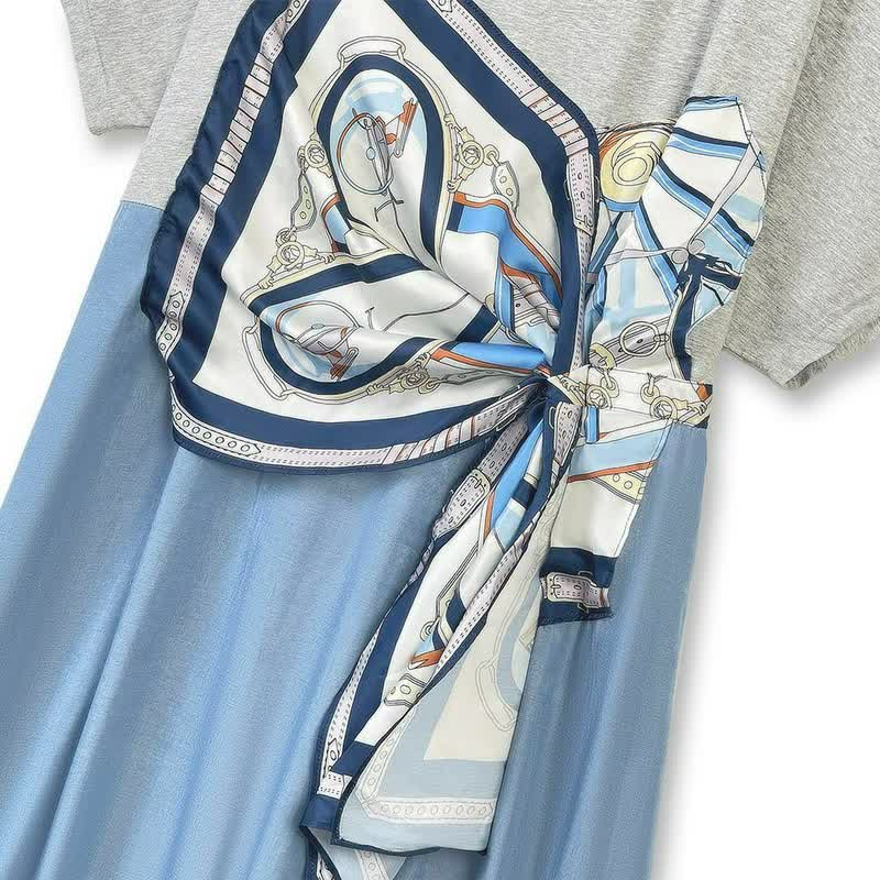 Robe maxi contrastée à foulard noué - image 4
