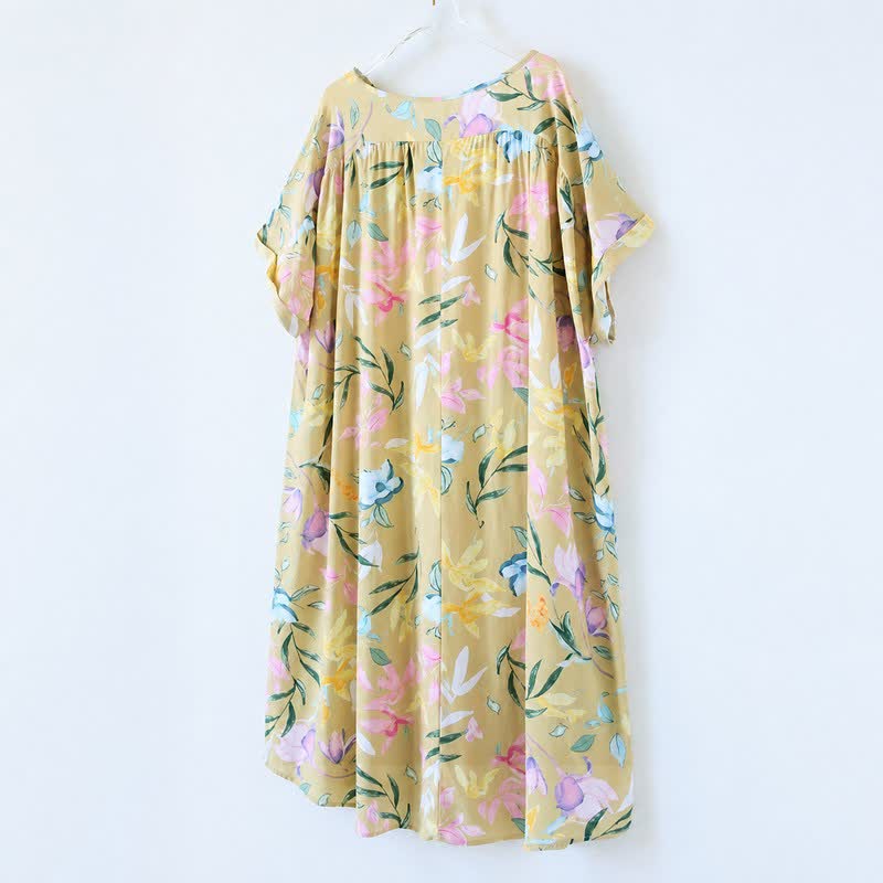 Robe longue en viscose à fleurs pastel - image 7