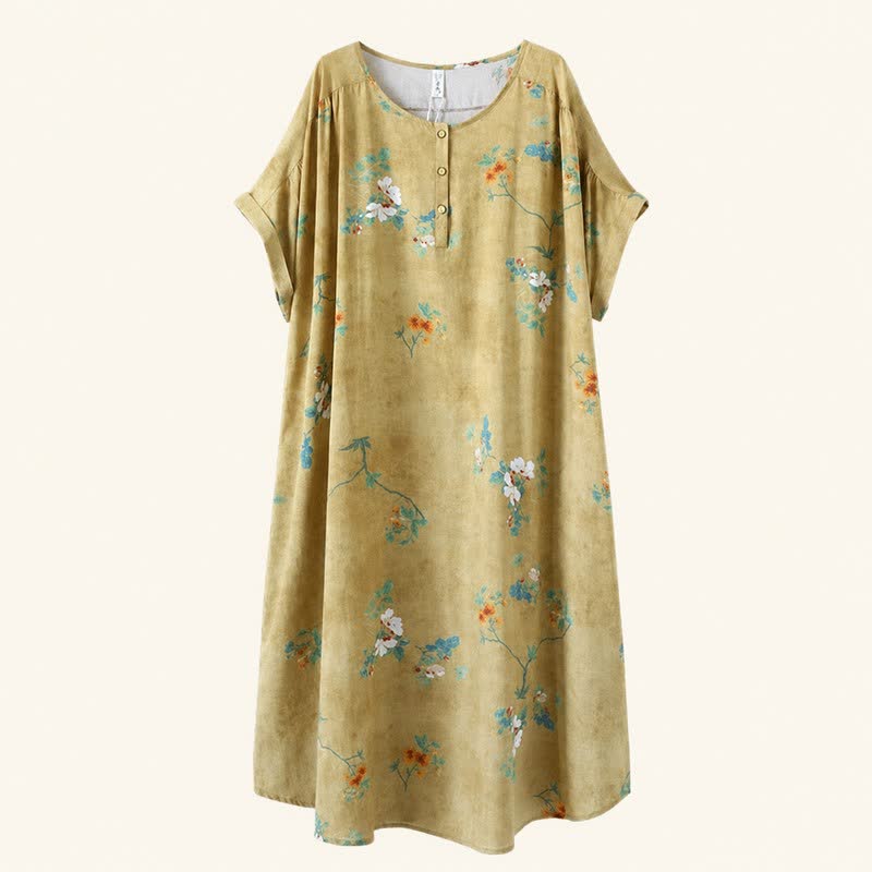 Robe midi vintage à fleurs boutonnée sur le devant - image 9