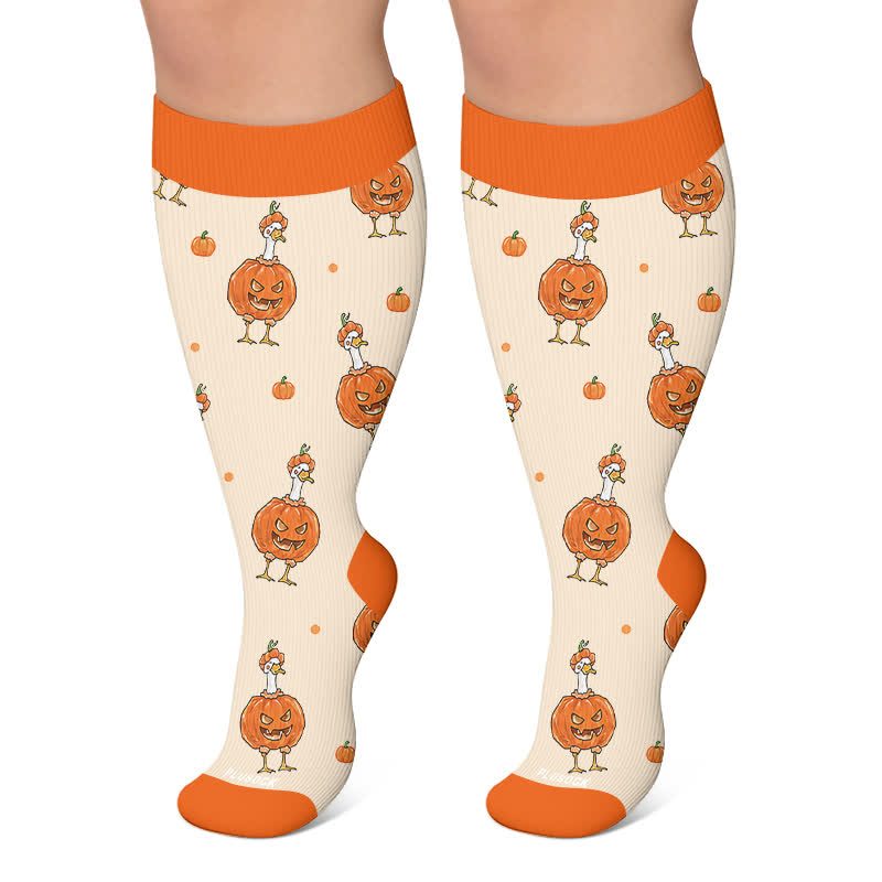 Chaussettes de compression Pumpkin Witch grande taille - Orange - 4XL - image 6