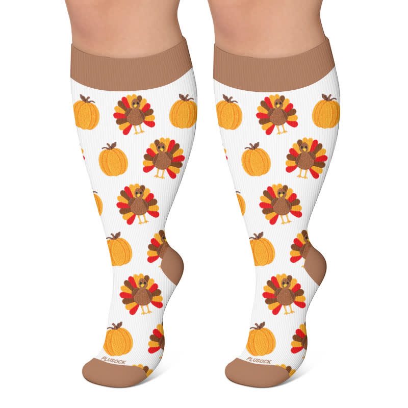 Chaussettes de compression grandes tailles dinde de Thanksgiving - Brun - 4XL - image 5