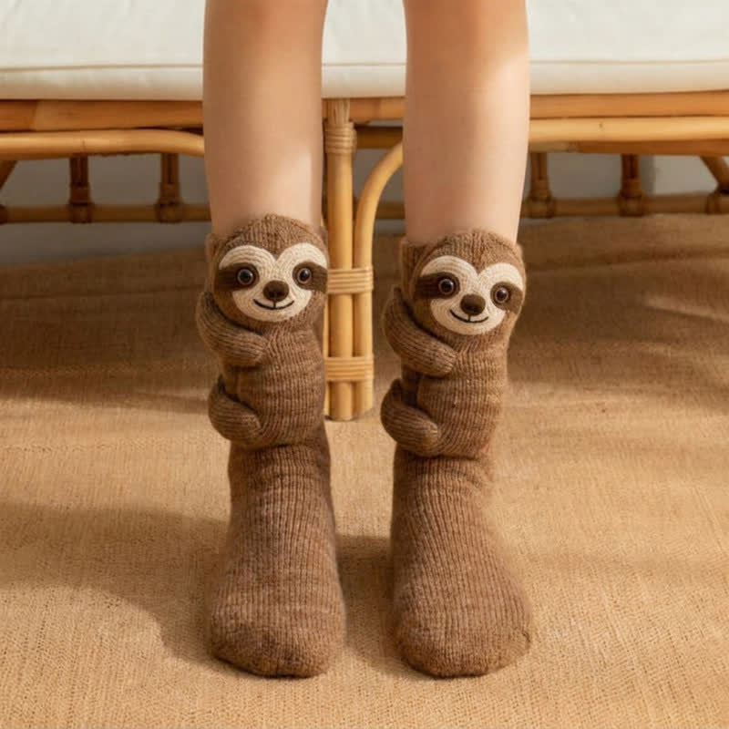 Chaussettes-chaussons animaux lapin gris 3D - Chameau - UE43-45 (US9-11) - image 3