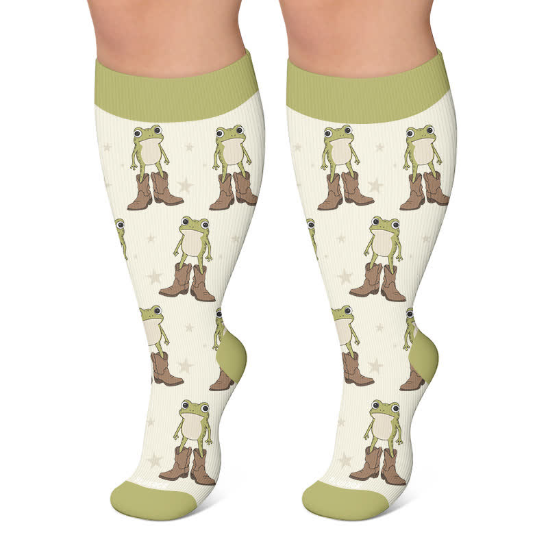Chaussettes de compression style cowboy grande taille à motif animal - Vert - 4XL - image 5