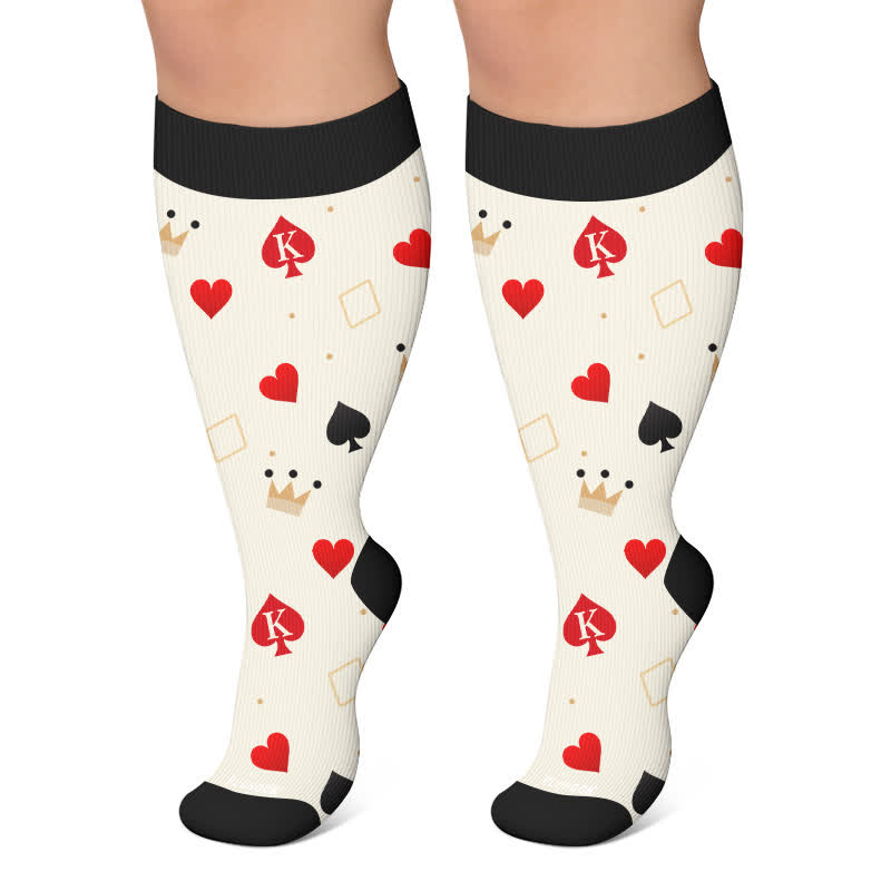 Chaussettes de compression de Noël grandes tailles en forme de carte à poker - Beige - 4XL - image 6
