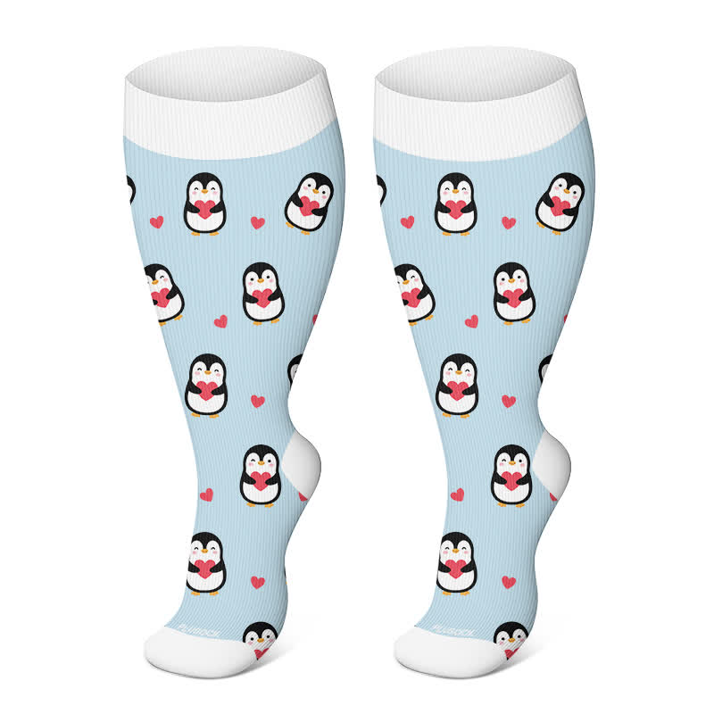 Chaussettes de compression pingouin mignonnes grandes tailles - Bleu clair - 4XL - image 6