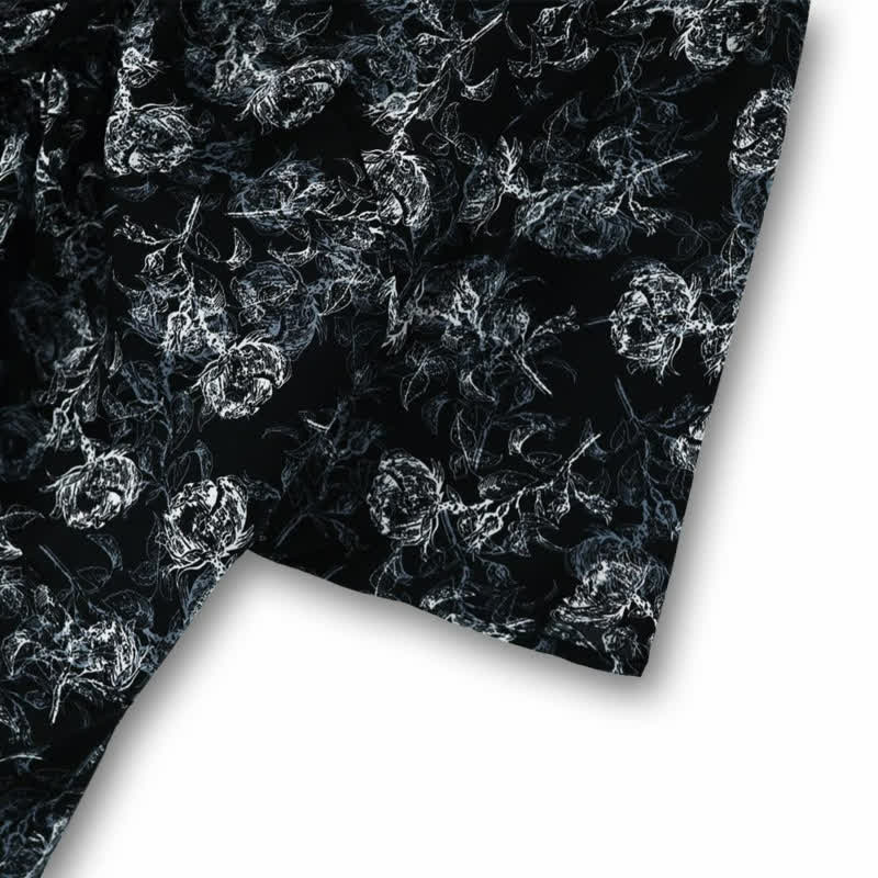Ensemble jupe deux pièces noire à fleurs grande taille - image 7
