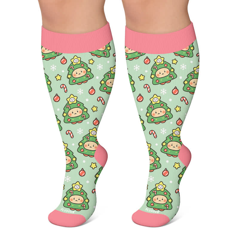 Chaussettes de compression ours de Noël grande taille - Vert - 4XL - image 6