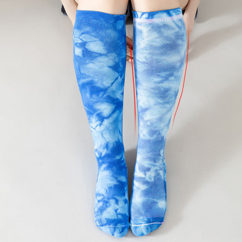 Chaussettes de sport à compression hautes Tie Dye