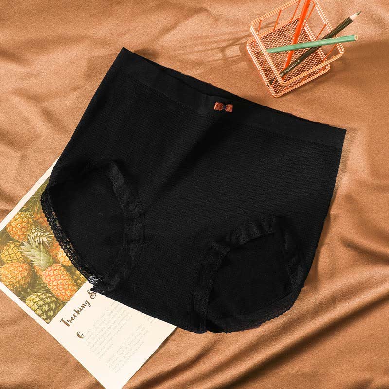 Culotte taille haute respirante en dentelle grande taille (5 paires)