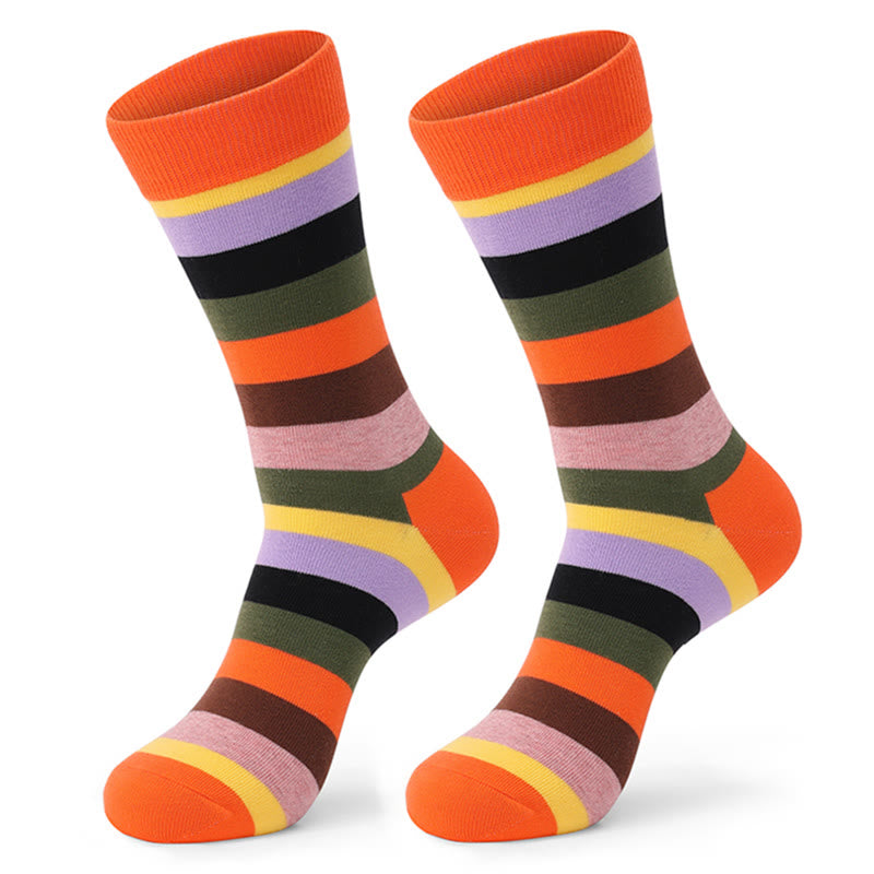 Chaussettes fantaisie en coton à rayures colorées (5 paires)