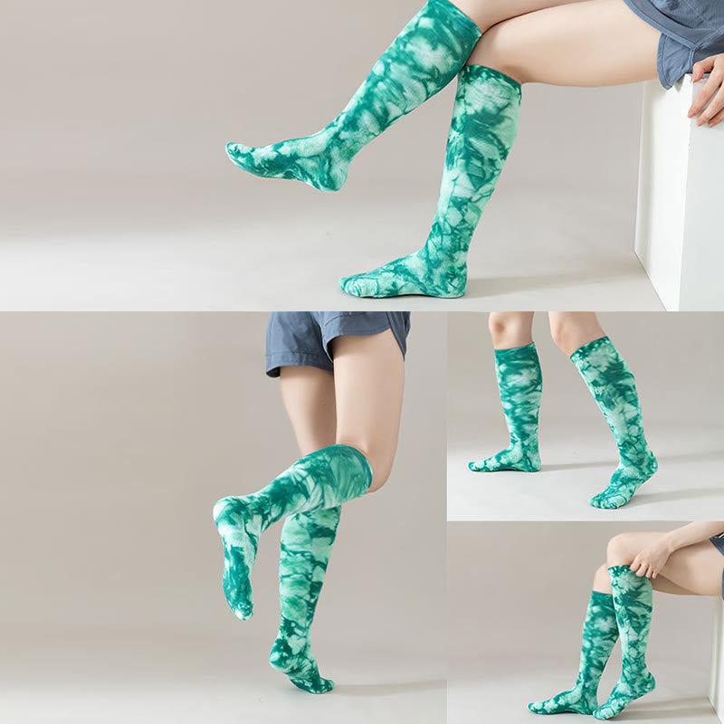 Chaussettes de sport à compression hautes Tie Dye