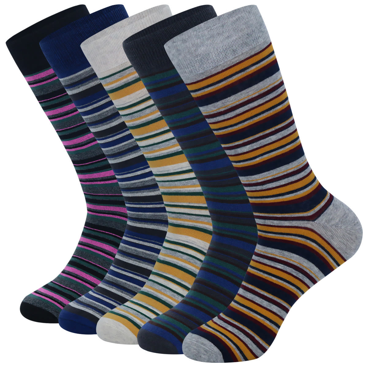 Chaussettes ras du cou à rayures patchwork grande taille (5 paires)
