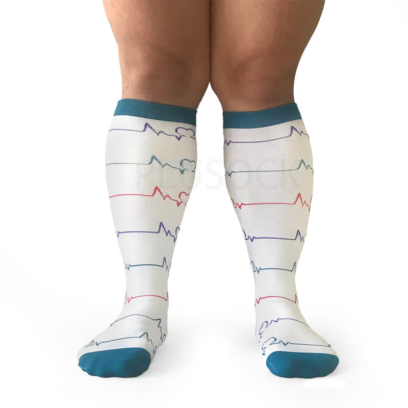 Chaussettes de compression blanches pour électrocardiogramme grande taille (3 paires)