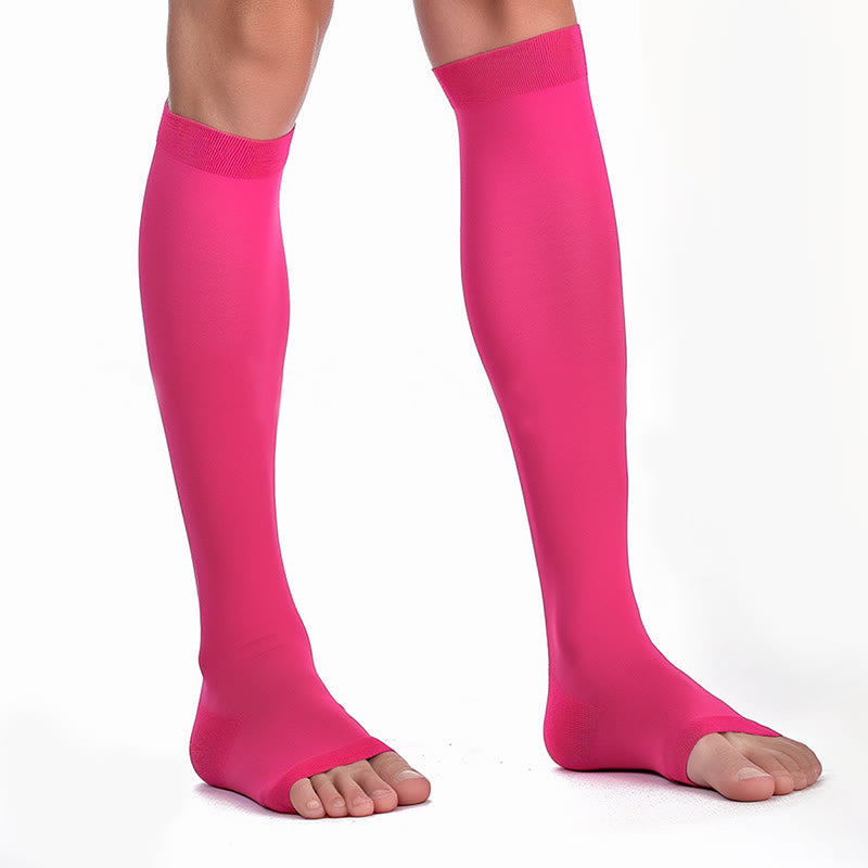 Chaussettes de compression à bout ouvert multicolores grande taille - Fuchsia - 4XL - image 14
