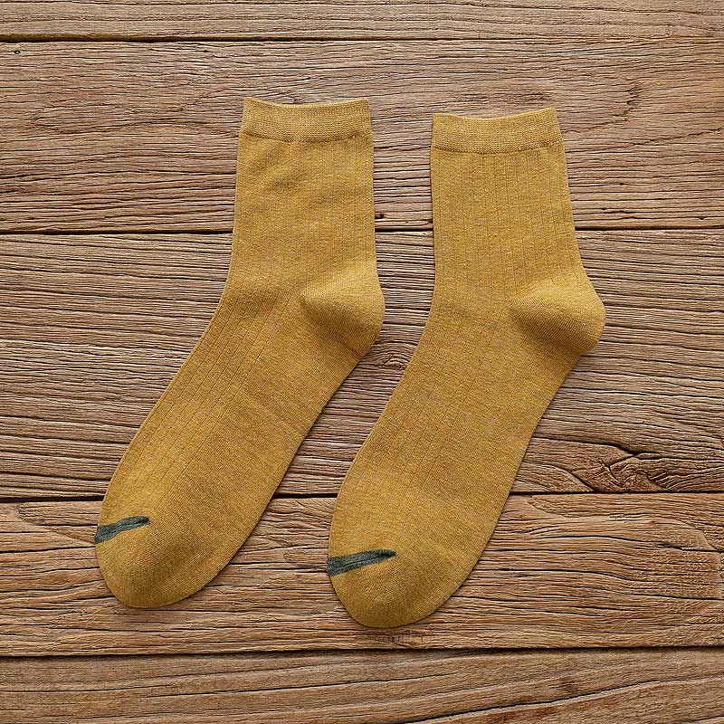 Chaussettes en coton à doublure couleur pure grande taille (6 paires)