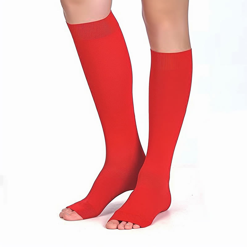 Chaussettes de compression à bout ouvert multicolores grande taille - Rouge - 4XL - image 10