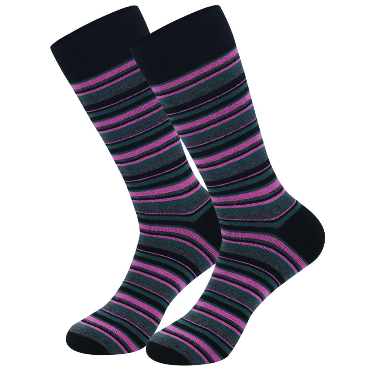 Chaussettes ras du cou à rayures patchwork grande taille (5 paires)