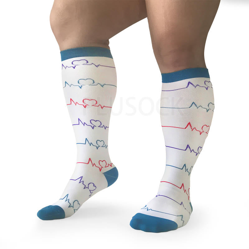 Chaussettes de compression blanches pour électrocardiogramme grande taille (3 paires)