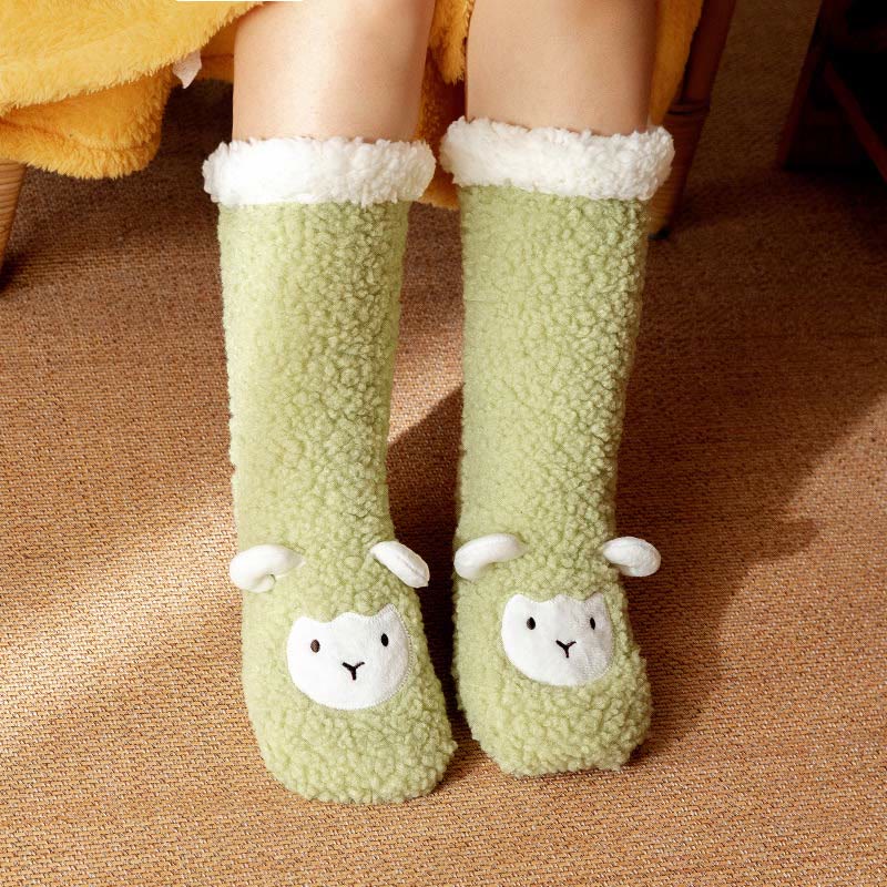 Chaussons-chaussettes d'hiver en polaire corail à motif agneau - image 11