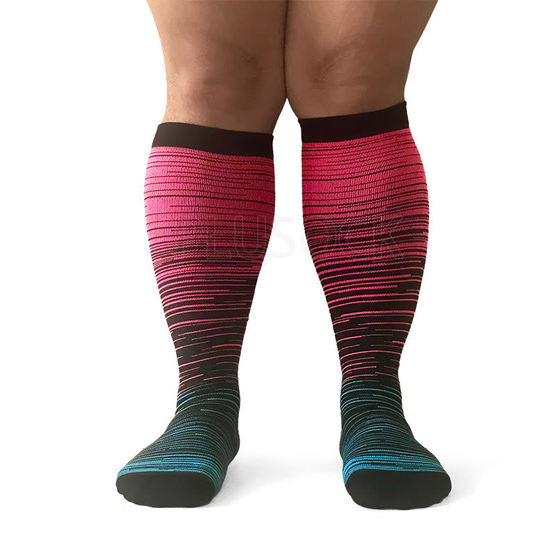 Chaussettes de compression grande taille à filaments roses rouges (2XL-7XL) (3 paires)